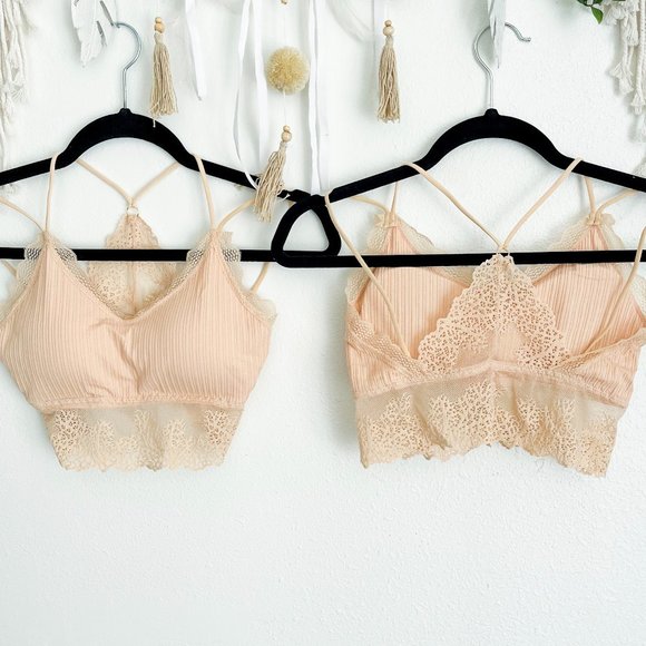 The House Of Gentry Other - TAUPE Lace Racerback Bralette